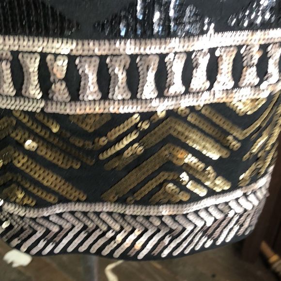 Express Med. Women's Sequin Mini Skirt Sparkle Geometric Pattern Lines Stretchy - Picture 5 of 15